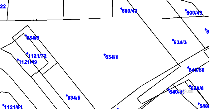 Parcela st. 634/1 v KÚ Prosek, Katastrální mapa