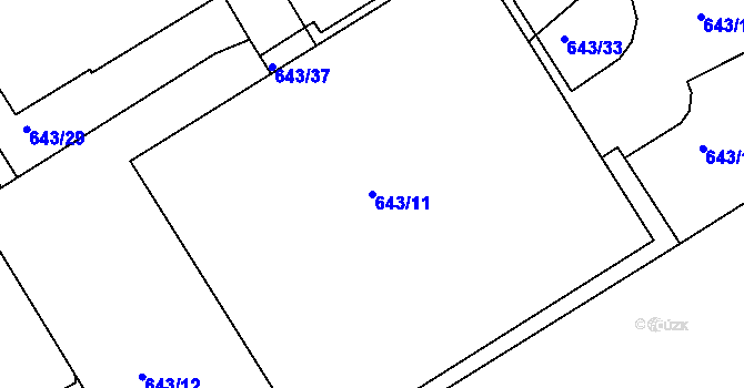Parcela st. 643/11 v KÚ Prosek, Katastrální mapa
