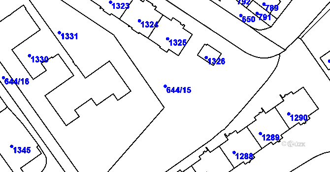 Parcela st. 644/15 v KÚ Prosek, Katastrální mapa
