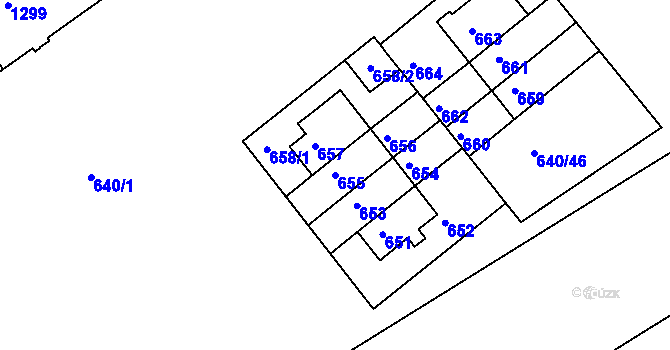 Parcela st. 655 v KÚ Prosek, Katastrální mapa