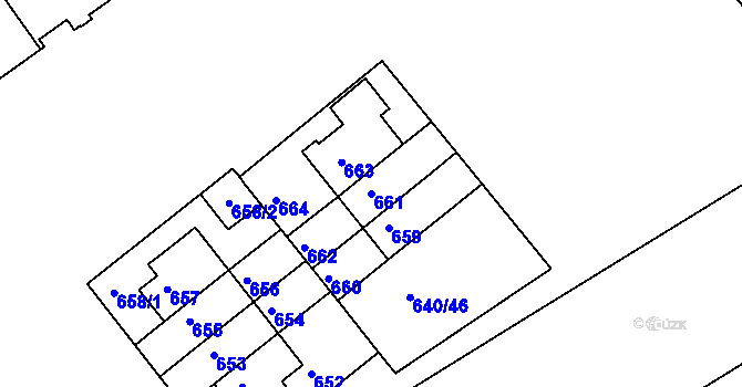 Parcela st. 661 v KÚ Prosek, Katastrální mapa