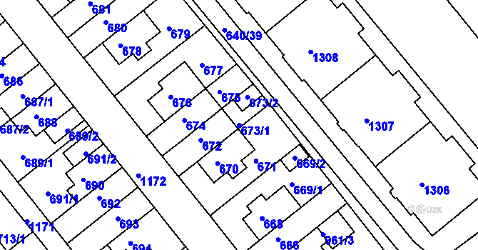 Parcela st. 673/1 v KÚ Prosek, Katastrální mapa