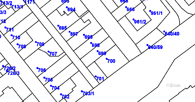 Parcela st. 699 v KÚ Prosek, Katastrální mapa