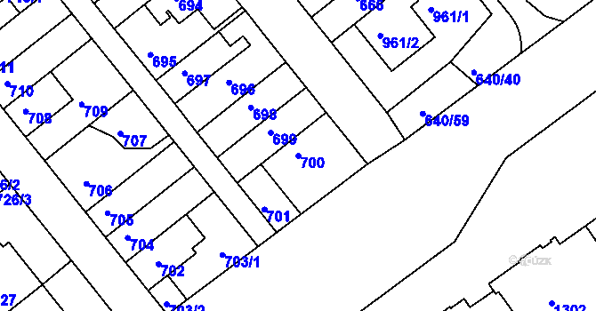 Parcela st. 700 v KÚ Prosek, Katastrální mapa