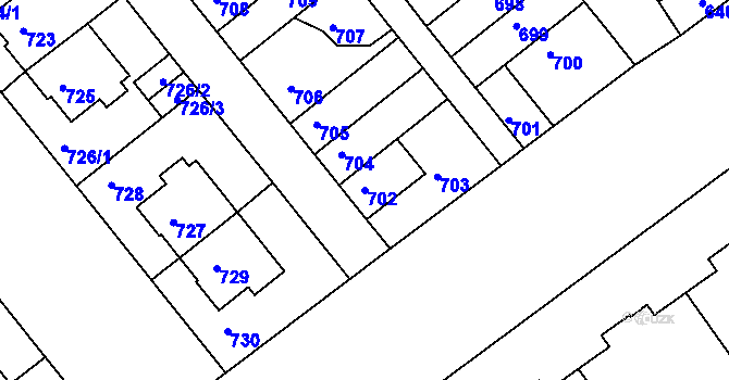 Parcela st. 702 v KÚ Prosek, Katastrální mapa