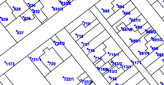 Parcela st. 717 v KÚ Prosek, Katastrální mapa