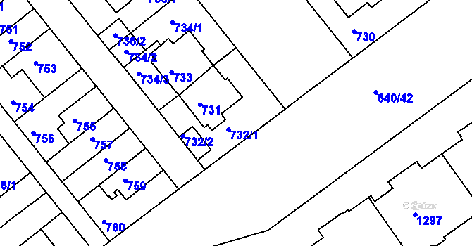 Parcela st. 732 v KÚ Prosek, Katastrální mapa