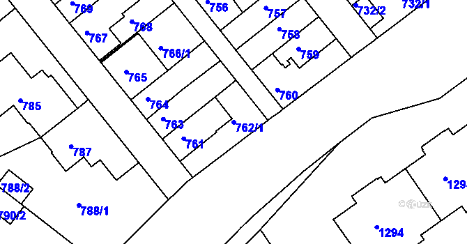 Parcela st. 762/1 v KÚ Prosek, Katastrální mapa