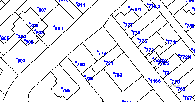 Parcela st. 779 v KÚ Prosek, Katastrální mapa