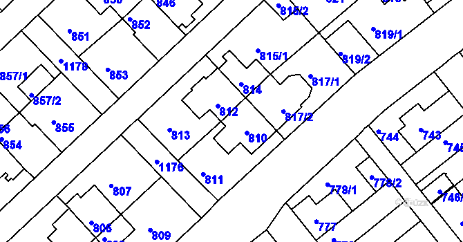 Parcela st. 810 v KÚ Prosek, Katastrální mapa