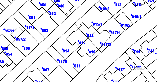 Parcela st. 812 v KÚ Prosek, Katastrální mapa
