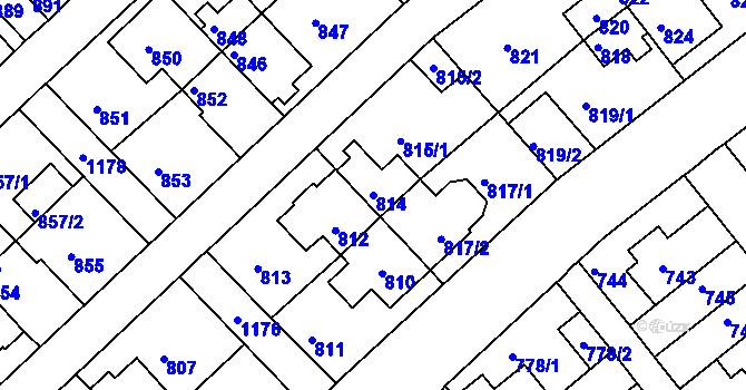 Parcela st. 814 v KÚ Prosek, Katastrální mapa