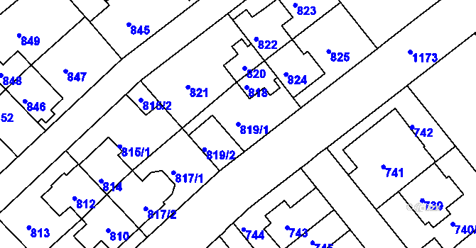 Parcela st. 819/1 v KÚ Prosek, Katastrální mapa