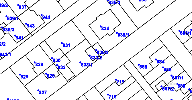 Parcela st. 835/2 v KÚ Prosek, Katastrální mapa