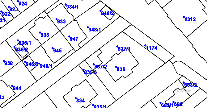 Parcela st. 837 v KÚ Prosek, Katastrální mapa