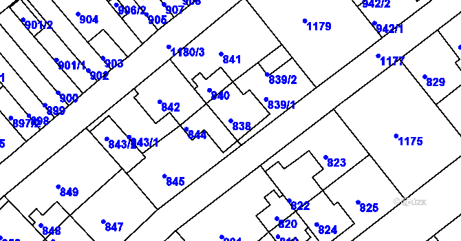 Parcela st. 838 v KÚ Prosek, Katastrální mapa