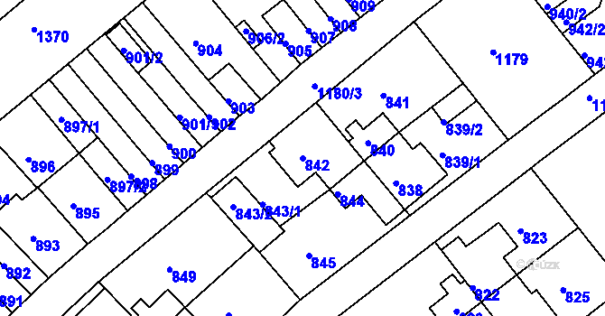 Parcela st. 842 v KÚ Prosek, Katastrální mapa