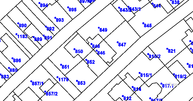 Parcela st. 846 v KÚ Prosek, Katastrální mapa