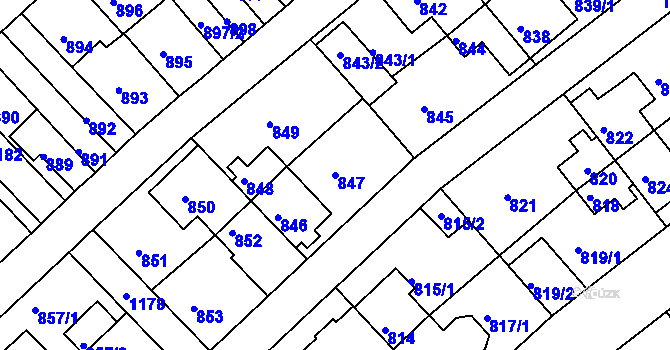 Parcela st. 847 v KÚ Prosek, Katastrální mapa