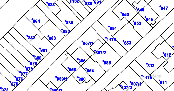 Parcela st. 857 v KÚ Prosek, Katastrální mapa