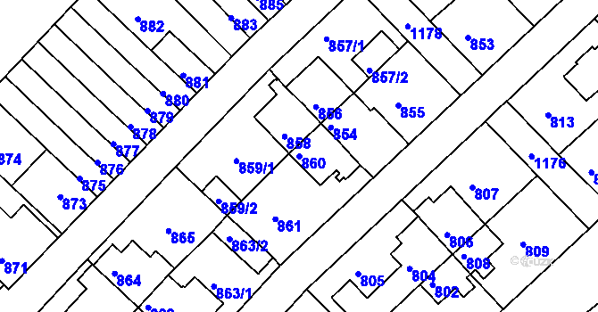Parcela st. 860 v KÚ Prosek, Katastrální mapa
