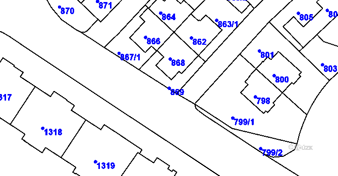 Parcela st. 869 v KÚ Prosek, Katastrální mapa