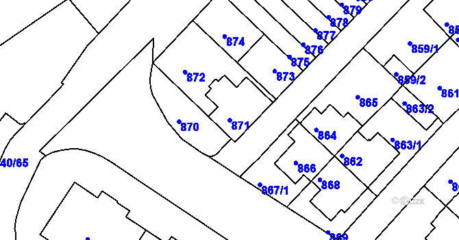 Parcela st. 871 v KÚ Prosek, Katastrální mapa