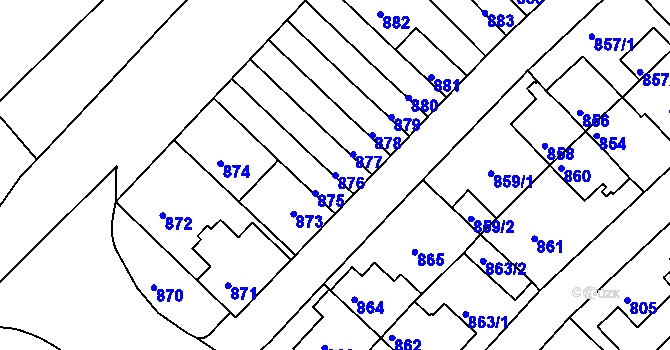 Parcela st. 876 v KÚ Prosek, Katastrální mapa