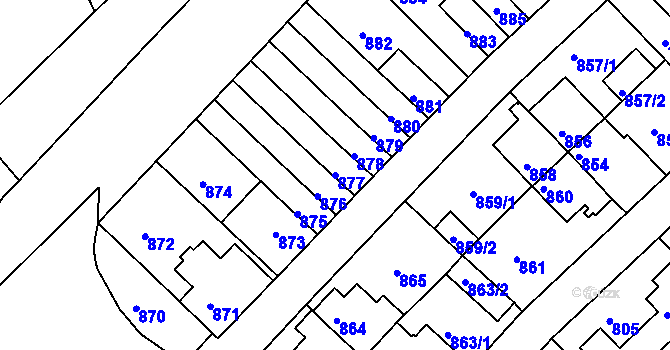 Parcela st. 877 v KÚ Prosek, Katastrální mapa