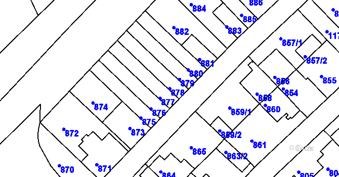 Parcela st. 878 v KÚ Prosek, Katastrální mapa