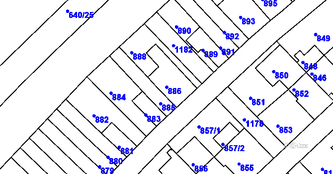 Parcela st. 886 v KÚ Prosek, Katastrální mapa
