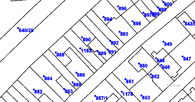 Parcela st. 889 v KÚ Prosek, Katastrální mapa