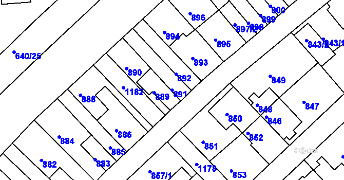 Parcela st. 891 v KÚ Prosek, Katastrální mapa