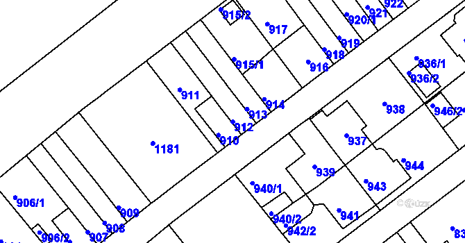 Parcela st. 912 v KÚ Prosek, Katastrální mapa