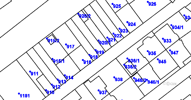 Parcela st. 919 v KÚ Prosek, Katastrální mapa