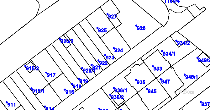 Parcela st. 923 v KÚ Prosek, Katastrální mapa