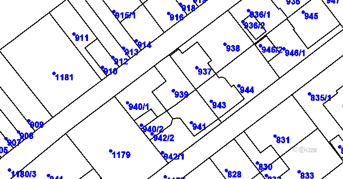 Parcela st. 939 v KÚ Prosek, Katastrální mapa
