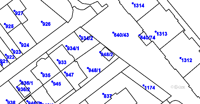 Parcela st. 948/2 v KÚ Prosek, Katastrální mapa