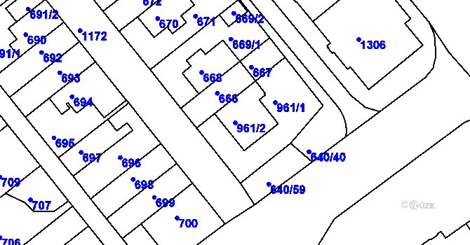 Parcela st. 961/2 v KÚ Prosek, Katastrální mapa