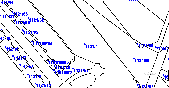 Parcela st. 1121/1 v KÚ Prosek, Katastrální mapa