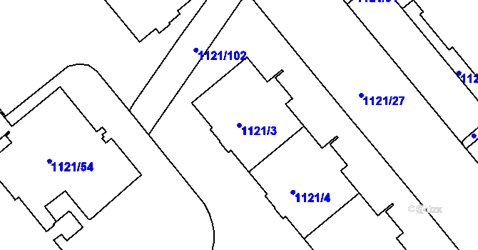 Parcela st. 1121/3 v KÚ Prosek, Katastrální mapa