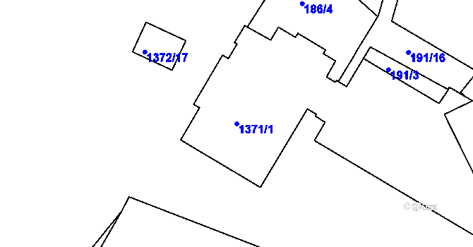 Parcela st. 1371/1 v KÚ Prosek, Katastrální mapa