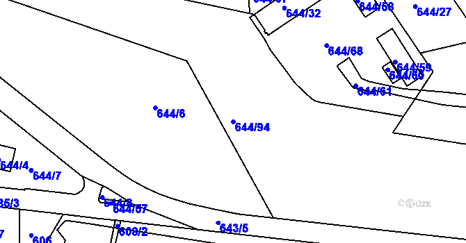 Parcela st. 644/94 v KÚ Prosek, Katastrální mapa