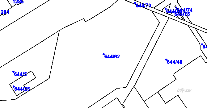 Parcela st. 644/92 v KÚ Prosek, Katastrální mapa