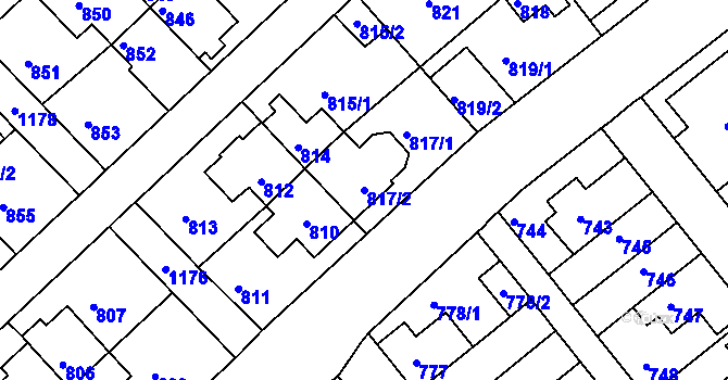 Parcela st. 817/2 v KÚ Prosek, Katastrální mapa