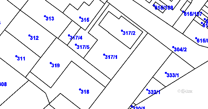 Parcela st. 317/1 v KÚ Prosek, Katastrální mapa