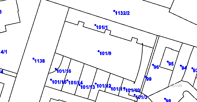 Parcela st. 101/9 v KÚ Prosek, Katastrální mapa