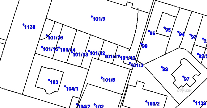 Parcela st. 101/11 v KÚ Prosek, Katastrální mapa