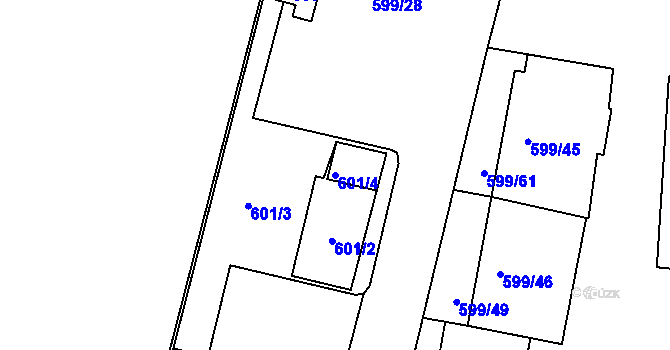 Parcela st. 601/4 v KÚ Prosek, Katastrální mapa