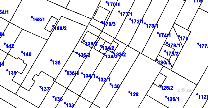 Parcela st. 134/3 v KÚ Prosek, Katastrální mapa